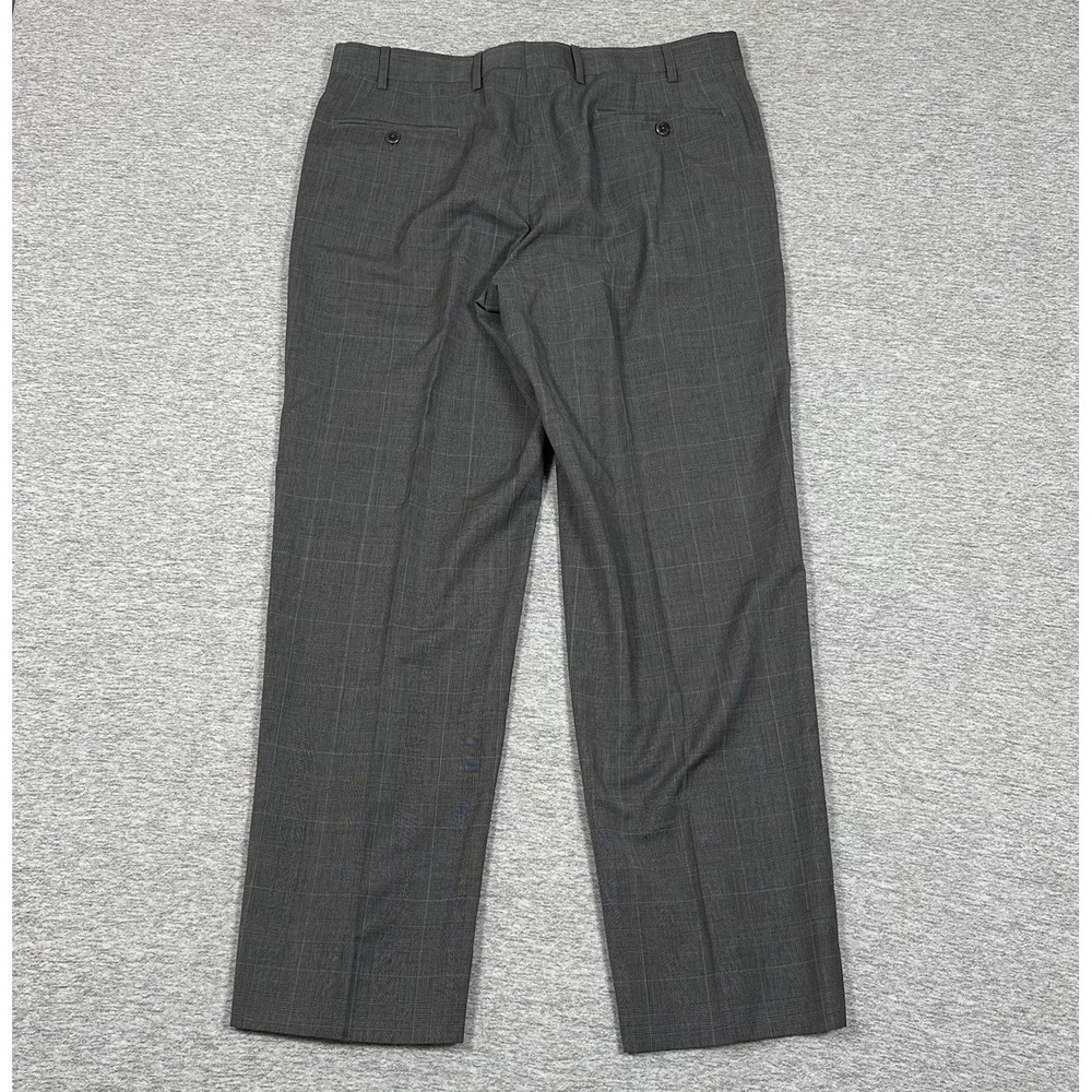 Zanella Dress Pants Mens Size 35x30 Gray Plaid Wool Italy Made City Business - Picture 2 of 8